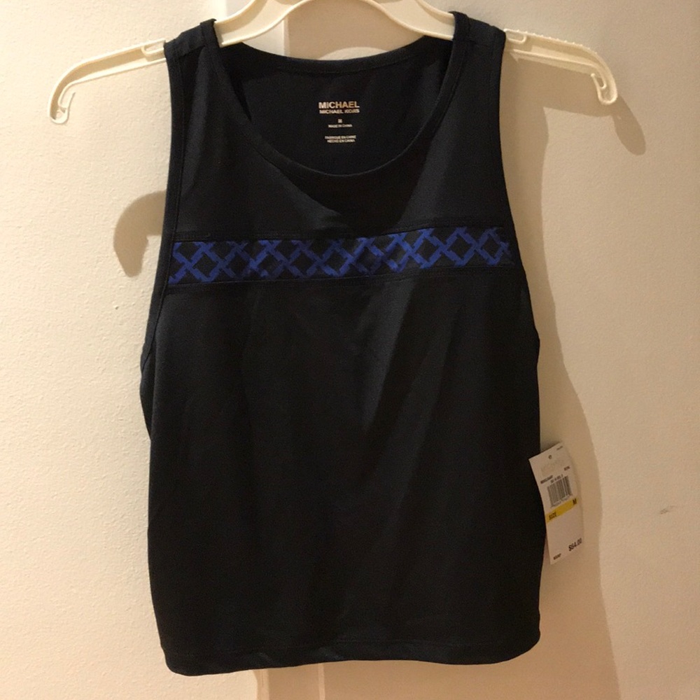 Michael Kors black royal printed active  crop top